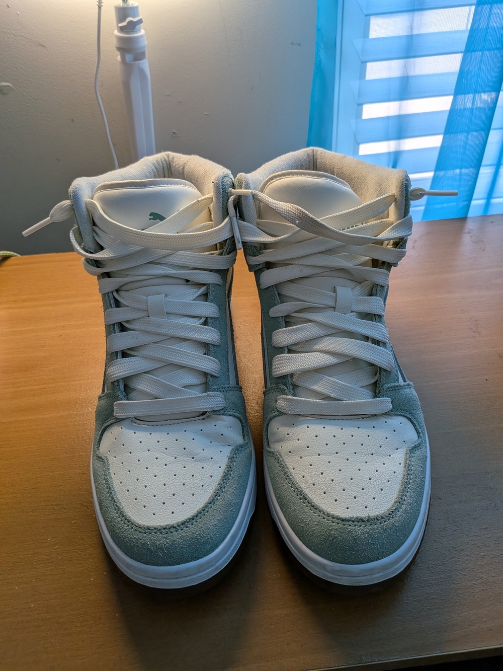 Puma Men's Rebound High-Top Sneakers in Mint Green and White - Picture 2 of 5